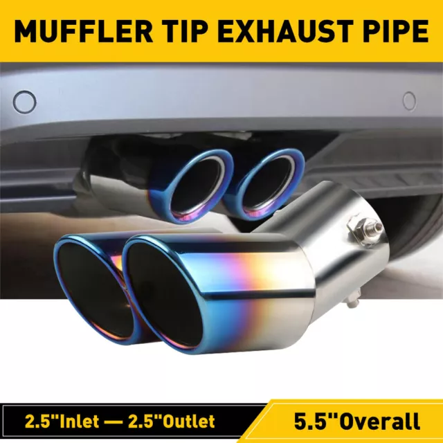 Universal Twin Dual Exhaust Pipe Trim Tip Tail Muffler Stainless Steel Chrome