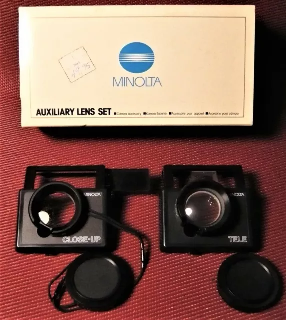 Juego de tele/lentes de primer plano Minolta para cámaras AF-E/Freedom l y II/FS-E/QD.