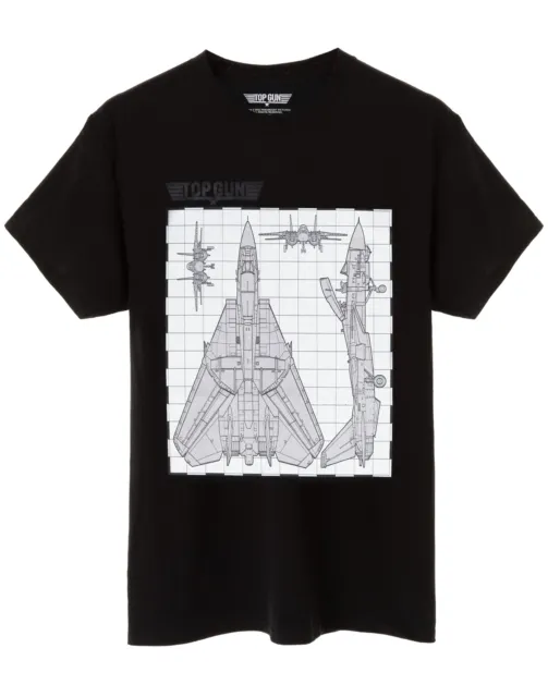 Top Gun T-shirt maschile da uomo Fighter Jet Blueprint Black Outfit