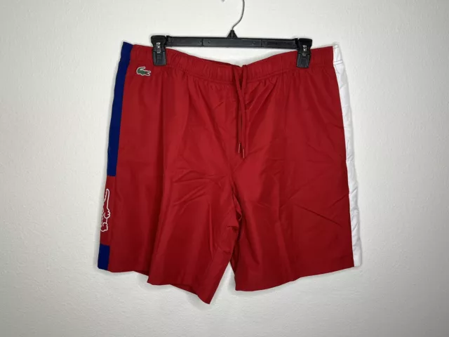 LACOSTE SPORT MENS Red Woven Shorts Size 7 XL X-Large NWT $69.99 - PicClick