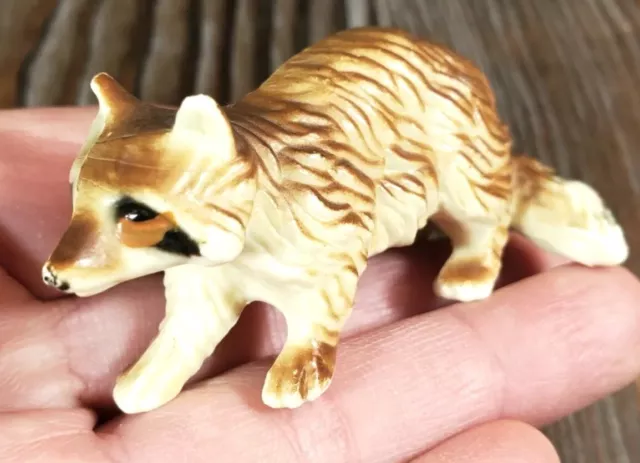 Miniature Raccoon Figurine Figure Hard Plastic Collectible Cute! 2.75” VTG