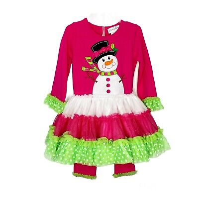 EMILY ROSE Girl's Snowman Tutu Top & Leggings Outfit 2 Pc. Set Embellished Sz. 4