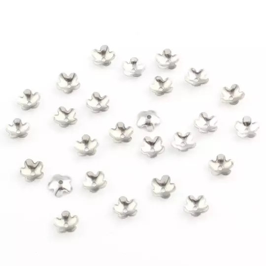 20 Edelstahl Perlenkappen Blumen 6mm Zwischenteile Endkappen für Schmuck M229