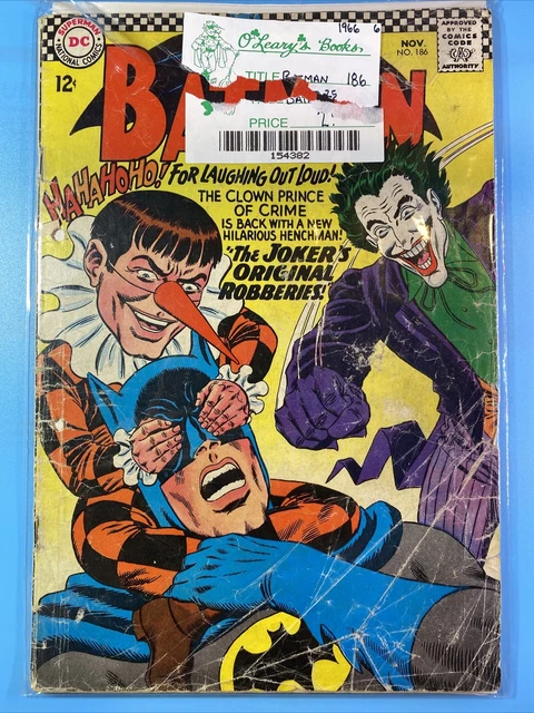 Vtg 1966 Batman #186 Joker Silver Age DC Superhero Comic damage look pictures