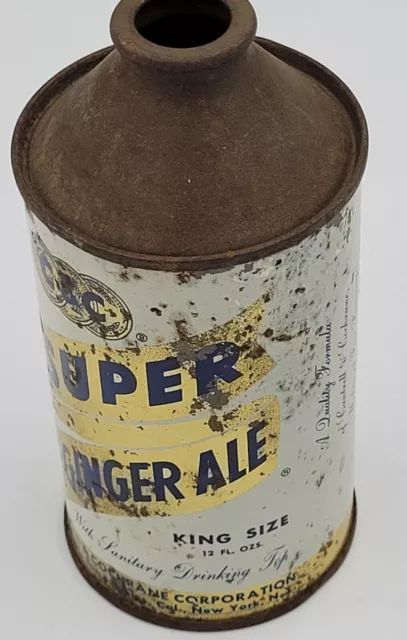 Super Ginger Ale vintage can c1950 king size  cone top