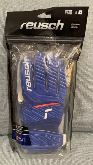 NEW Reusch Football Soccer Attrakt Solid Goalkeeper GK Gloves Deep Blue Size 9