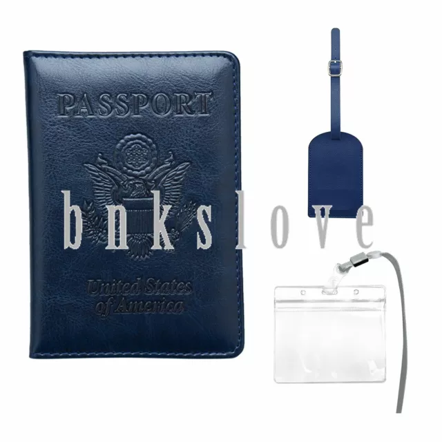 3Pack PU Leather Passport Wallet with Vaccine Card Holder Luggage Tags Cover Set