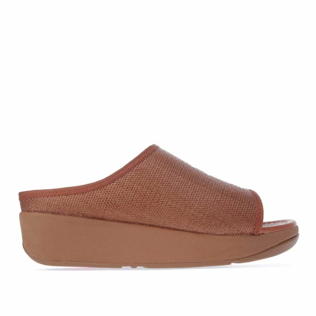 Femmes Fit Flop Imogen Paille Raphia Cuir à Enfiler Cuissard Sandales en Marron