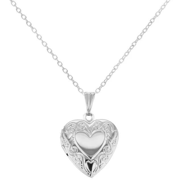 Color Plata Pequeño Corazón Amor Foto Collar con Medallón para de Chica 40.6cm