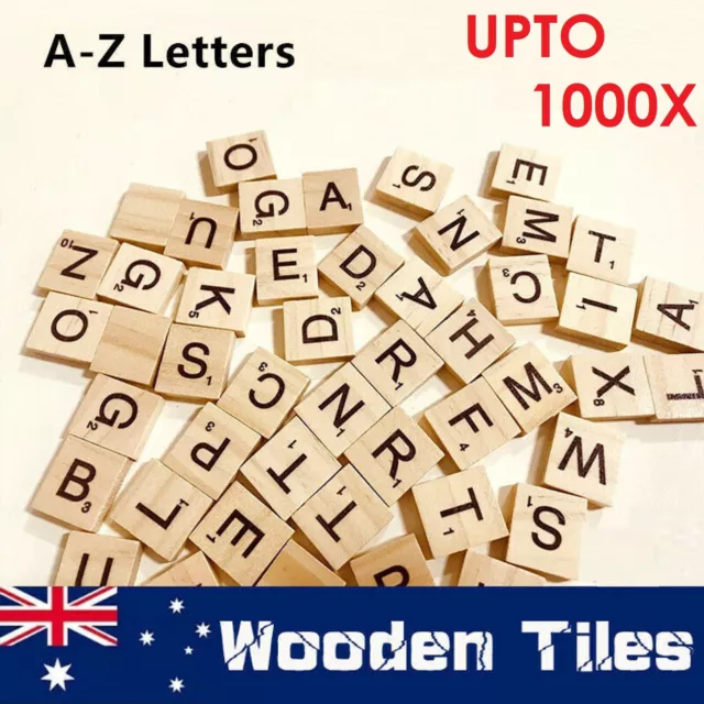 1000PC Wooden Scrabble Tiles Black Letters Numbers For Craft Alphabets & Numbers