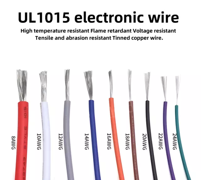 8-24AWG UL1015 Electronic Wire Eco-friendly Tinned Copper Electronic Wire Leads