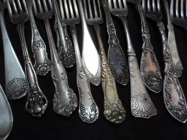 Silverplate Flatware Lot of 28 Ornate Victorian Dinner Forks Craft use 3