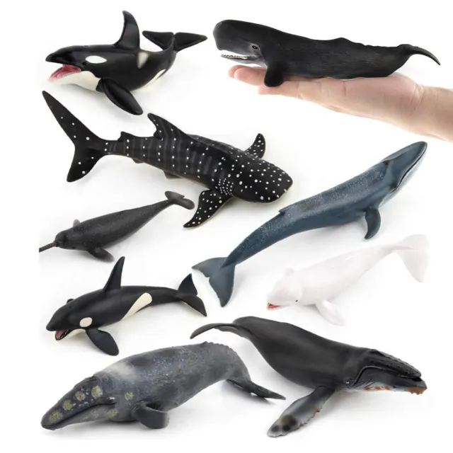 Sea Marine Animal Figures Ocean Creatures Action Models Figurine Whale Orname...