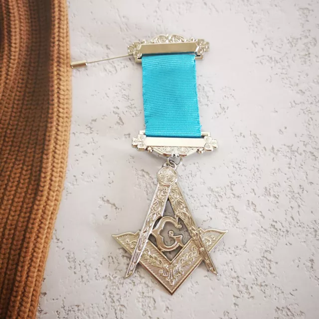 Masonic Ribbon Medal Big Letter G Lapel Pins Badge Mason Freemason Badge 6*6.5CM
