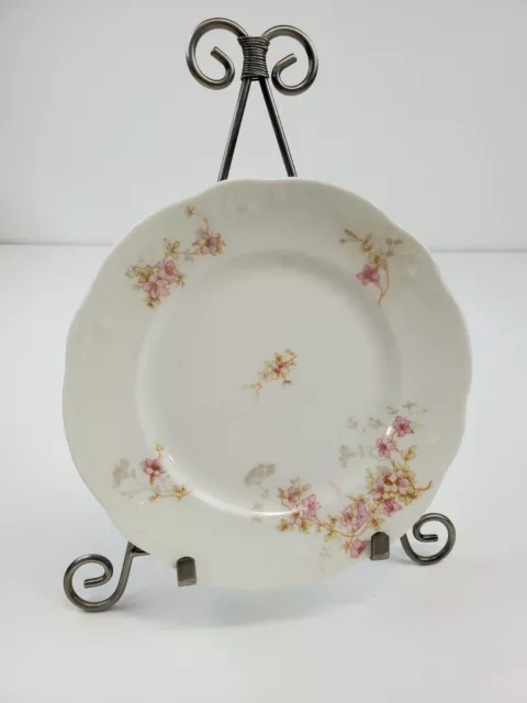 O.P.CO. Syracuse China Pink Flowers with Gold Trim Plate 7 1/8"