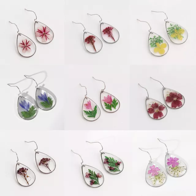 Women Dried Flower Earrings Resin Drop Earring Bohemian Jewelry Accessories Gift