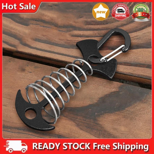 Camping Fishbone Bodennagel Tragbarer Federhaken Windseilschnalle (Schwarz)