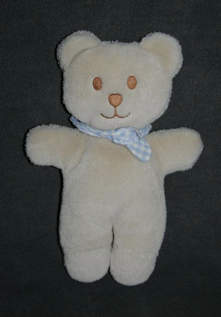 Peluche Doudou Ours JACADI Beige Bandana Bleu Blanc Nounours 29 cm TTBE