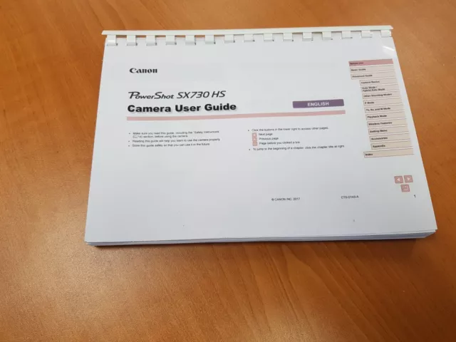 Canon Powershot Sx730 Hs Printed User Manual Guide Instructions 189 Pages A5