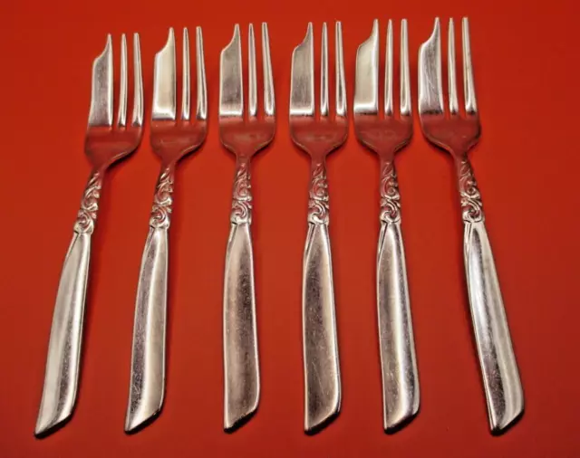 6 x Oneida Community South Seas Pattern Silver Plate Pastry Forks 5.5" (14cm)