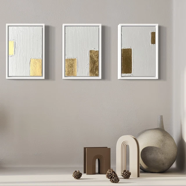 Handmade Textured Picture Triple Panel Santorini Sun Modern Office Home Decor