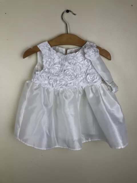 NWT Childrens Place Baby Girls Dress White Headband Flower Baptism 6-9 Months