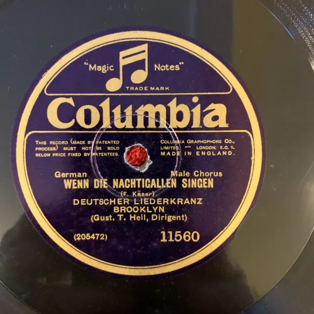 COLUMBIA 11560 Deutscher Liederkranz Brooklyn 78rpm 12" Herber Abschied 3