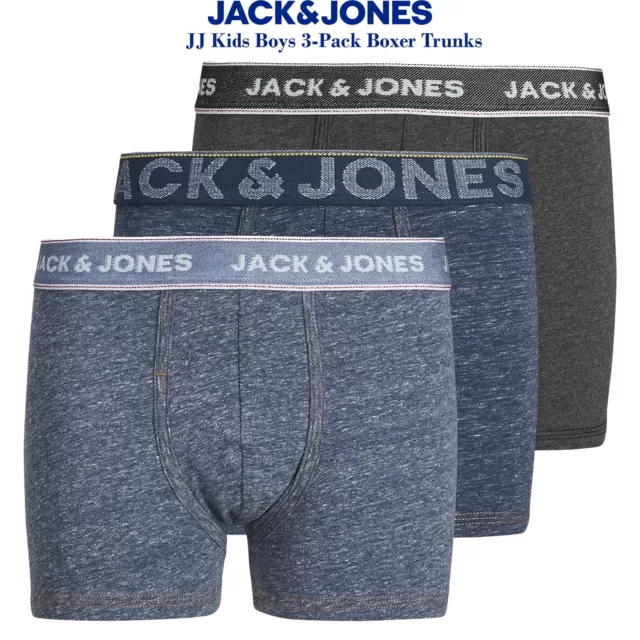 Jack & Jones Kids Boys Pack Of 3 Underwear Trunks Designer Cotton Boxer Shorts