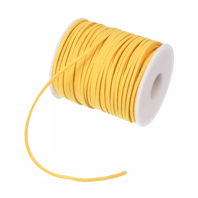 3mm 50 Yard Suede Cord with Roll Spool Flat Faux Leather Lace DIY Craft, Yellow
