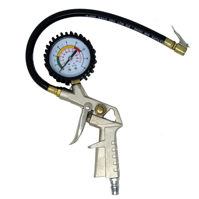 LGV Pistola Gonfiaggio Manometro Professionale Pressione Compressore Rapido Gomme - Foto 3