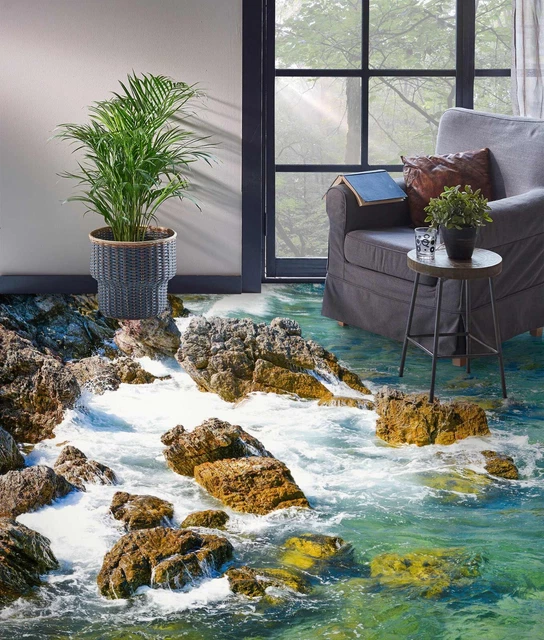 3D Love Beach Floor WallPaper Murais Impressão de Mozambique