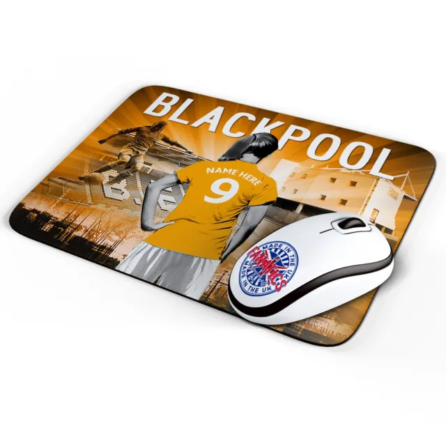 Personalised Womens Football Mouse Mat Blackpool Office Work Pad Girls Gift WF18