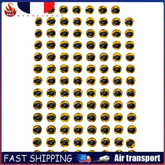 100pcs 3D Holographic Fishing Lure Eyes Fly Tying Bait Eye Tackle (Gold)