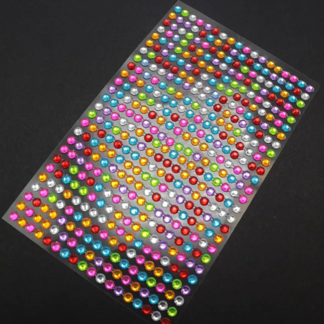 6 Sheets of 391 Mixed Color 4mm Bling Rhinestones Gems Self-Adhesive Stickers