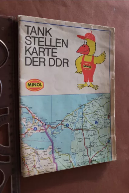 alte Tankstellenkarte der DDR - Minol  1985