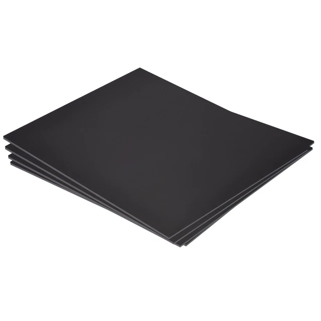 Negro ABS Plástico Hoja 10x8x0.04" para Edificio Modelo, DIY Artesanía, 4pzs