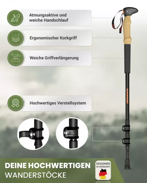 Nordic Walking Wanderstöcke Teleskop Stöcke 2 Stk. Alu Trekking Stock 12 Teile 2