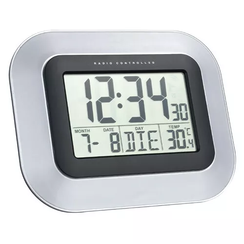 Technoline Ws 8005 Digital De Radio Reloj Pared Con Indicador Temperatura Plata