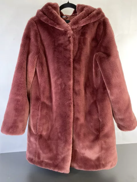 NWT DKNY Faux Fur Hooded Ladies Jacket, Coat. Feels Amazing, Maroon or Black