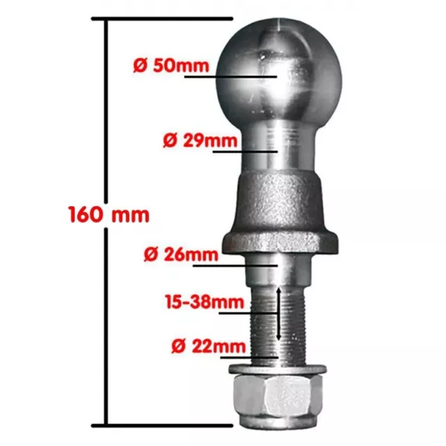 Dema Kugelbolzen / Kugelkopf bis 3.5 t für Ackerschiene, Bolzen, Kupplung, AHK