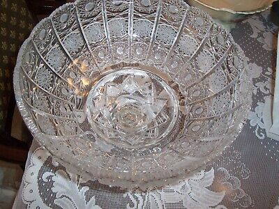 Antique American Brilliant Period ABP Cut Glass Crystal pedestal Bowl  12x 9