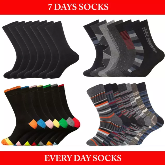 7 Pairs Mens Socks Casual Cotton Work 7 Days of the Week Sock UK Size 6-11