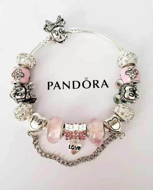 Pandora Minnie Mouse Charm Bracelet With 925 Silver Charms