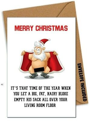 Funny Rude Christmas Card Offensive Xmas Mum Dad Nan Brother Sister Aunty /BJ