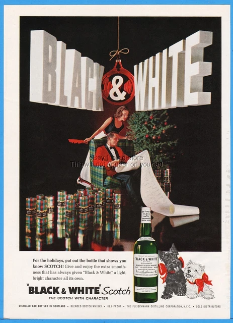 1962 Black & White Scotch West Highland Scottish Terriers Westie Christmas Ad