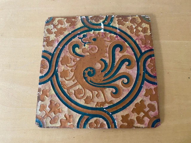 Azulejo antiguo modernista de HERMENEGILDO MIRALLES - Cartón - 20 x 20 cm  Usado