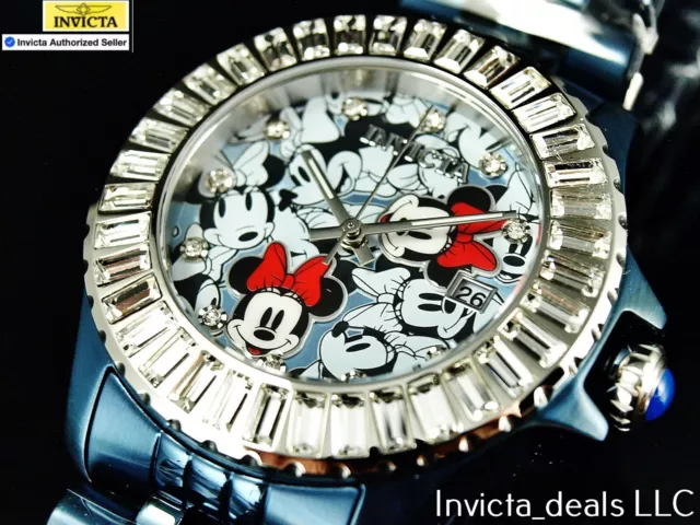Invicta Disney® 38mm Minnie Mouse Crystal Accented Limited Edition Blue Watch 2