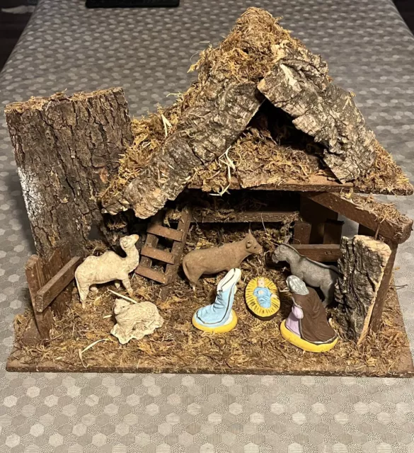 ANCIENNE GRANDE CRECHE de NOEL DEVINEAU avec 7 SANTONS décoration