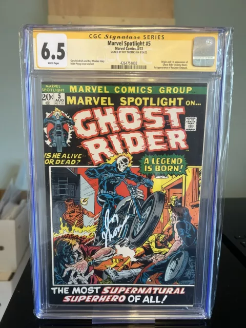 Marvel Spotlight #5 Marvel 1972 1st Ghost Rider CGC 6.5 Signed By Roy Thomas