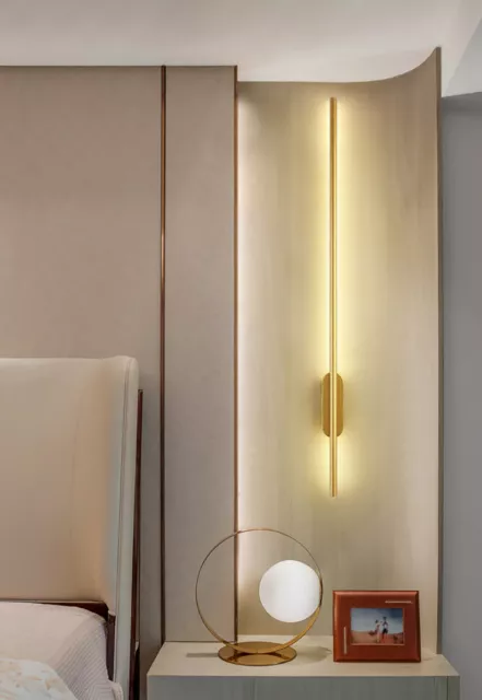 Home Gold Long Strip Lights LED Bedside Sofa Wall Light Up Down Sconce